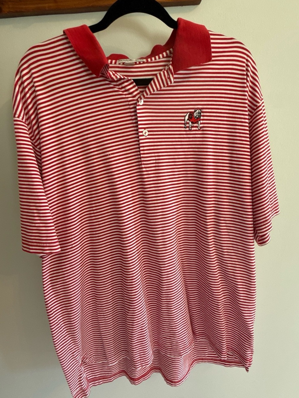 Peter Millar Red & White UGA Striped Polo Shirt - Classic Short Sleeve